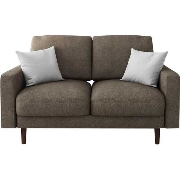 US Pride Furniture Caroyln 50.4 in. Brown Polyester Square Arm 2-Seater Loveseat