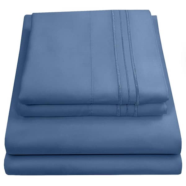 Sweet Home Collection 1800 Series 4-Piece Denim Solid Color Microfiber RV Short Queen Sheet Set