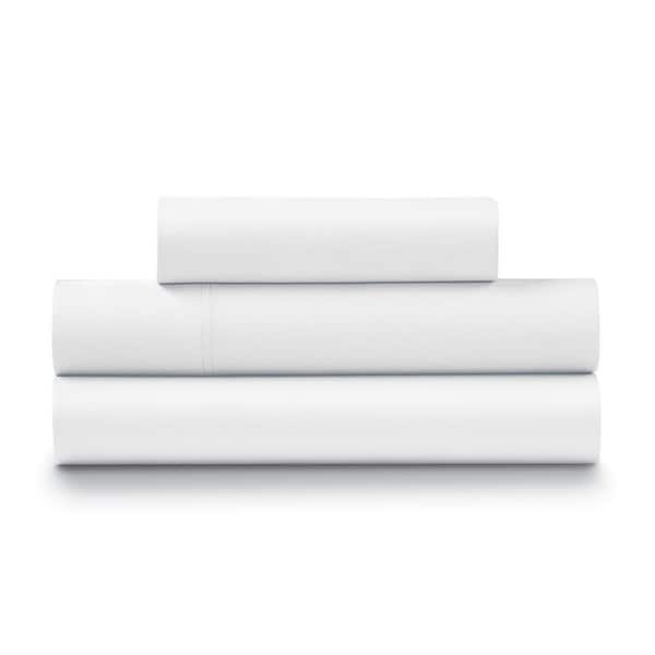 ELLA JAYNE 300TC Cotton Percale 4-Piece White Queen Sheet Set