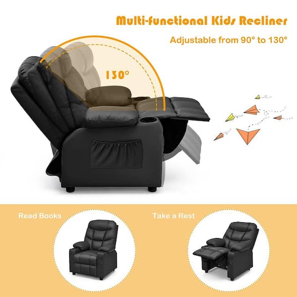 Black Adjustable Leather Chair Booster Seat Cushion Kids Soft PVC