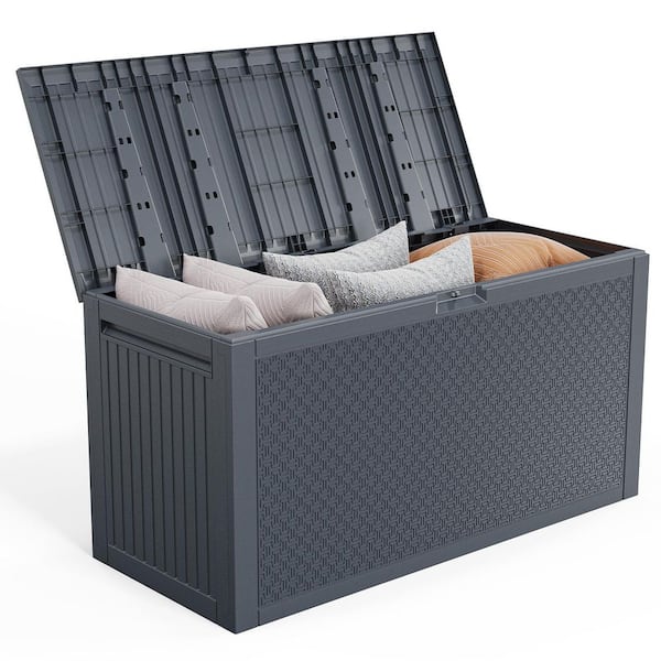 Karl home 90 gal. Gray Plastic Lockable Deck Box Outdoor Indoor Storage