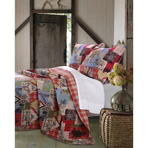 King Quilt Set Bedding Western Country Rustic Cabin Farm House Lodge Striped 3Pc 