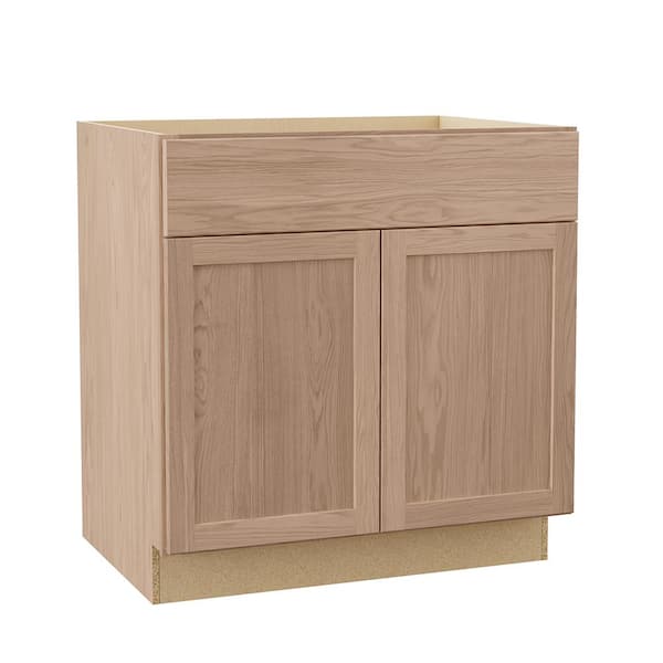 Sinclair 33 in. W x 24 in. D x 34.5 in. H Assembled Sink Base Cabinet in Shaker Light Oak