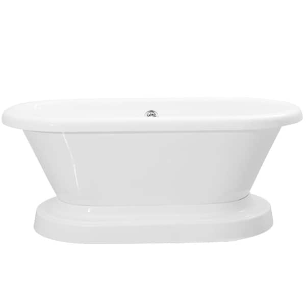 ROSWELL Ischia 60 in. Acrylic Flatbottom Non-Whirlpool Bathtub in White