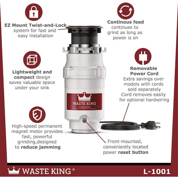 Waste King Legend Series 1/2 HP Continuous Feed Garbage Disposal L 