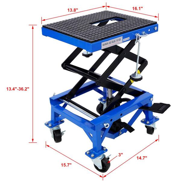 WRIGHTMASTER 300 lbs. Capacity Motorcycle Scissor Jack in Blue