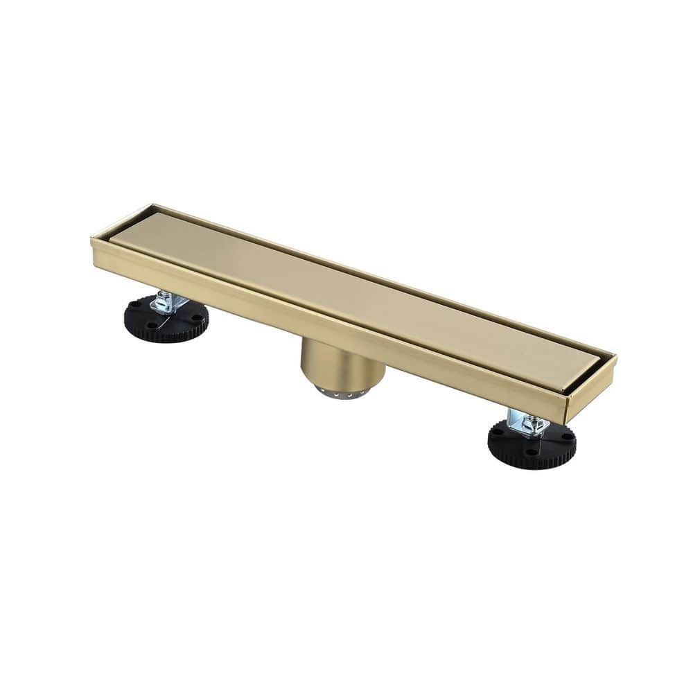 12 in. Linear Shower Drain with Leveling Feet in Brushed Gold price history on PriceWatchPro
