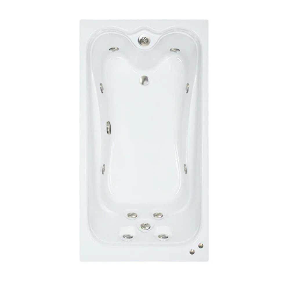 Premier 60 in. x 36 in. Acrylic Rectangular Alcove Whirlpool Bathtub with Reversible Drain in Biscuit price history on PriceWatchPro