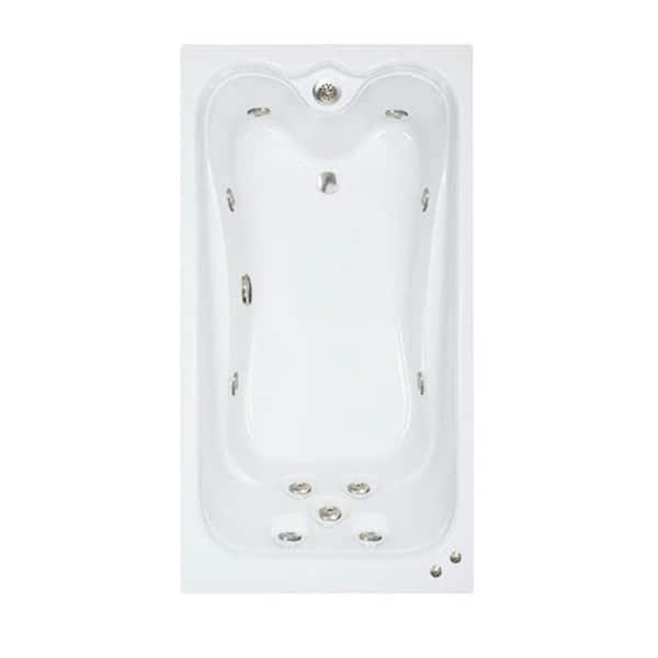 Comfortflo Premier 60 in. x 32 in. Acrylic Rectangular Drop-in Whirlpool Bathtub with Reversible Drain in Bone