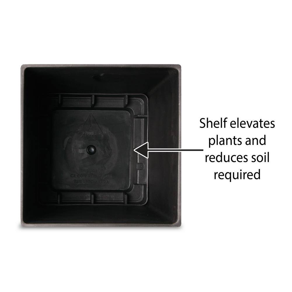 Valencia Weathered Black Square Outdoor Planter, 25 Quart