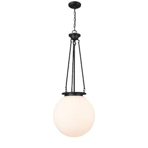 Beacon 100-Watt 1-Light Matte Black Shaded Mini Pendant Light with Painted Glass Shade