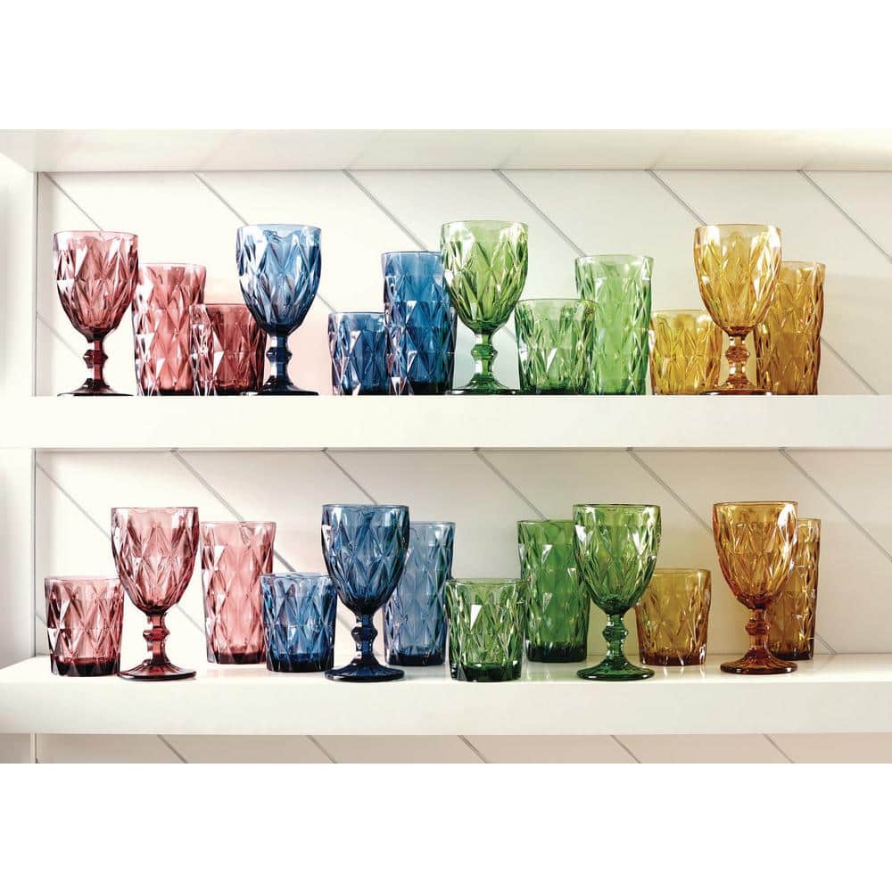 Artland Assorted Colors 14oz Footed Goblet Glass Set