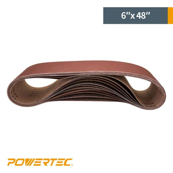 POWERTEC 110533 6 x 48-Inch 80-Grit Aluminum Oxide Sanding Belt 3-Pack 