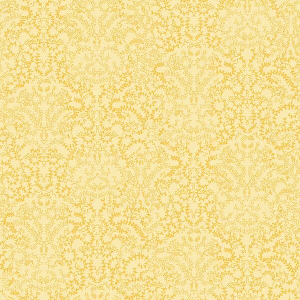 The Wallpaper Company 56 sq. ft. Yellow Modern Lace Damask Wallpaper