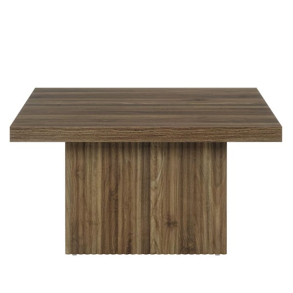 BYBLIGHT Allan 31 in. Brown Square Wood Coffee Table with All Wooden Design