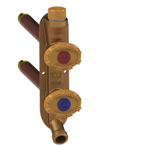 Woodford 1/2 in. MPT x 1/2 in. FSWT x 18 in. L Model 22 Brass Freezeless Anti-Rupture Hot and Cold Vertical Sillcock