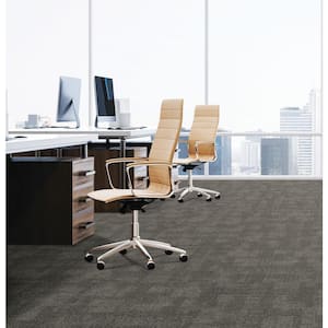 Second Nature - Seal - Gray Commercial 24 x 24 in. Glue-Down Carpet Tile Square (96 sq. ft.)