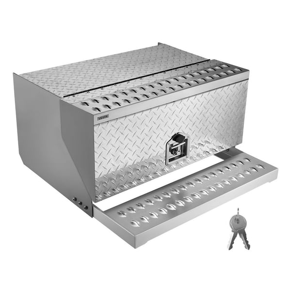 Top Mount Truck Tool Box in Aluminum, 30 in. x 29.5 in. x 15.8 in., Heavy Duty Semi-Truck Step w/ T-Handle Lock and Keys