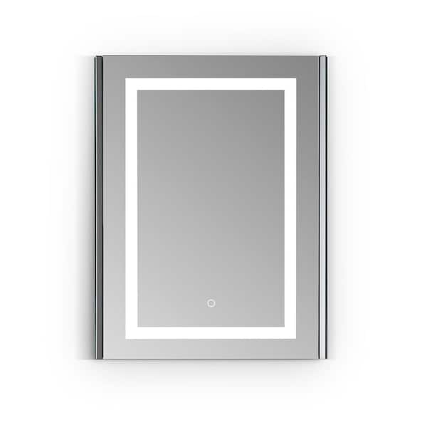 Altair Bojano 24 in. W x 32 in. H Small Rectangular Silver Recessed/Surface Mount Medicine Cabinet with Mirror and Lighting