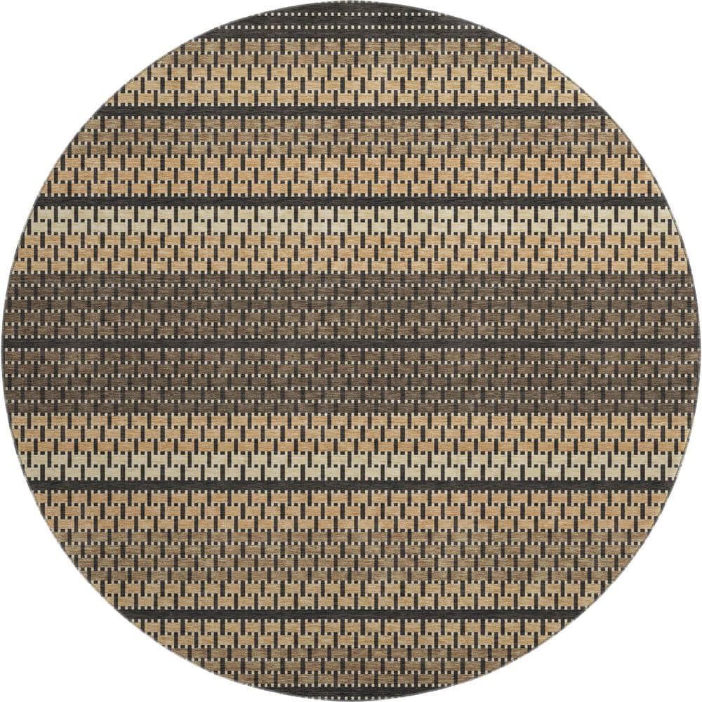 Mayfield Premium Machine Washable Abstract AMF2427 Gold 8 ft. x 8 ft. Round Rug price history on PriceWatchPro