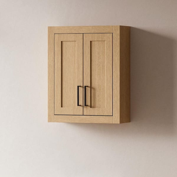 Hepburn 21 in. W x 8 in. D x 26 in. H Bathroom Storage Wall Cabinet in White Natural Oak