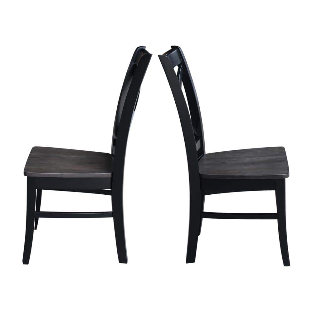 Black High Cross Back Solid Wood Dining Chair