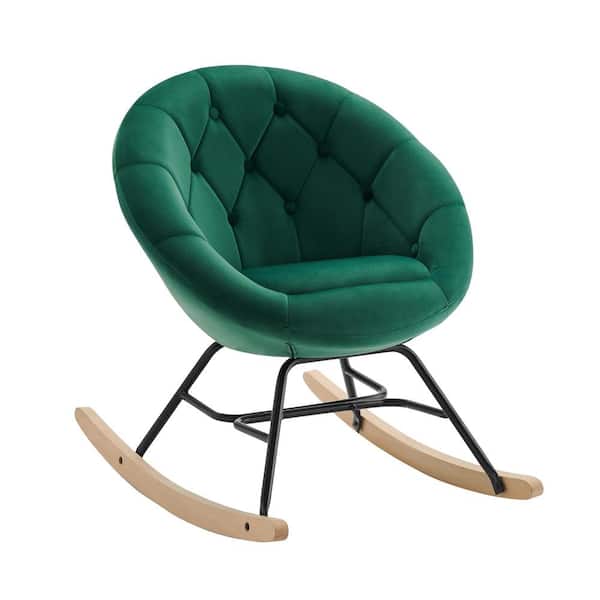 Art Leon APOLLO Cute Dark Green Velvet Rocking Chair