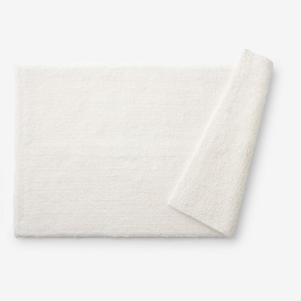 Company Cotton Plush Spa Solid 17 in. x 24 in. Cream Bath Rug