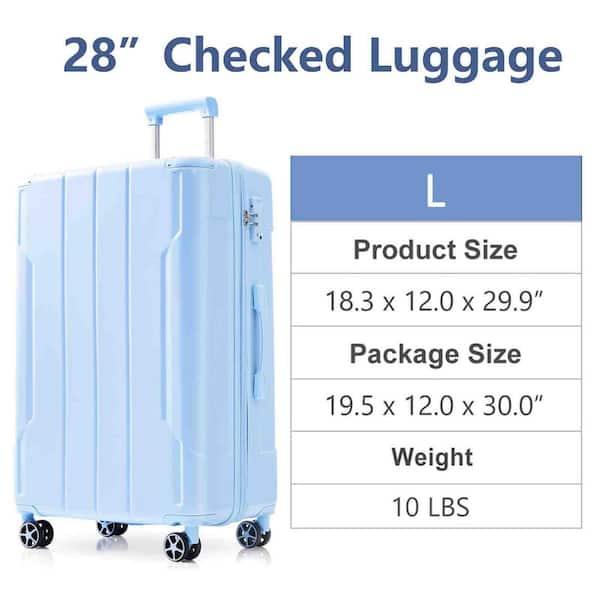 29.5 in. Sky Blue Double Wheels Hardside Expandable Checked Luggage Suitcase