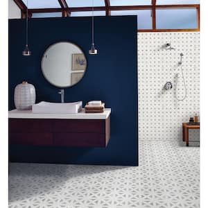 Bianco Dolomite Dotty 4 in. x 4 in. x 10 mm Polished Marble Mesh-Mounted Mosaic Tile - 4 in. x 4 in. Tile Sample