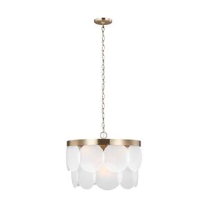 Mellita 6-Light Satin Brass Pendant with Satin Etched Glass Shades