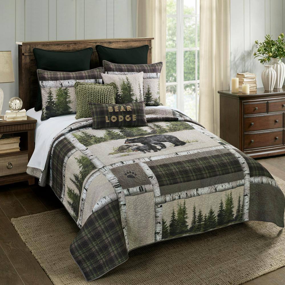 Black and Taupe Reversible Microfiber Full Quilt Set