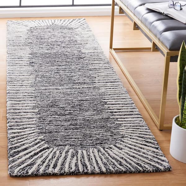 Abstract Black/Ivory 2 ft. x 8 ft. Marle Eclectic Runner Rug