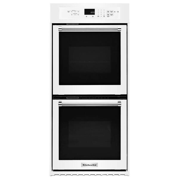 KitchenAid 24 in. Double Electric Wall Oven Self-Cleaning with Convection in White