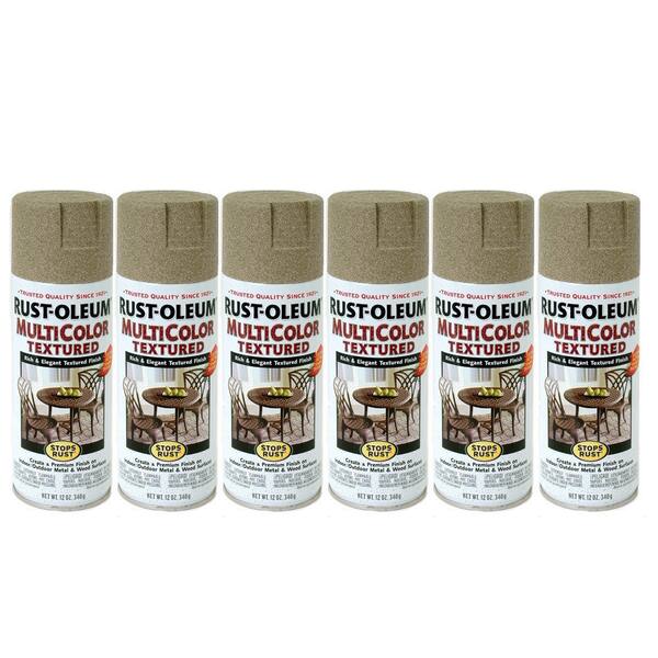 Rust-Oleum Stops Rust 12 oz. Gloss Desert Bisque Multicolor Textured Spray Paint (6-Pack)-DISCONTINUED