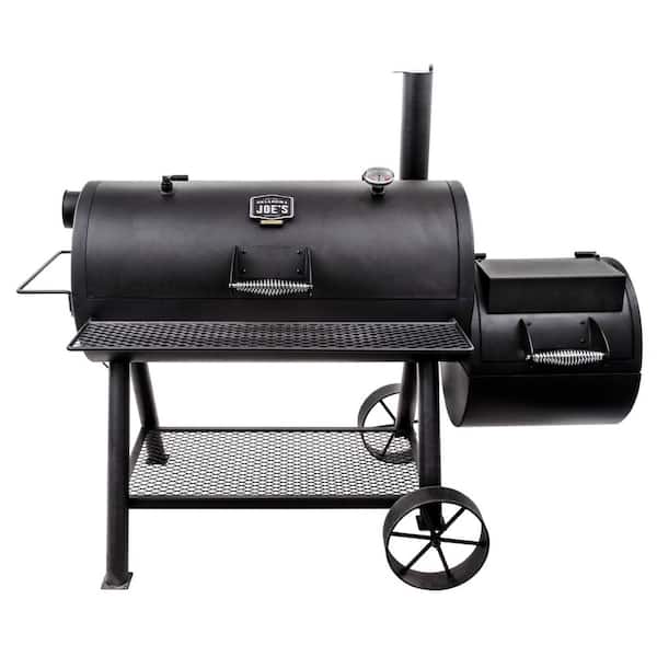 Longhorn Reverse Flow Offset Charcoal Smoker and Grill with 1060 sq. in. Cooking Area in Black