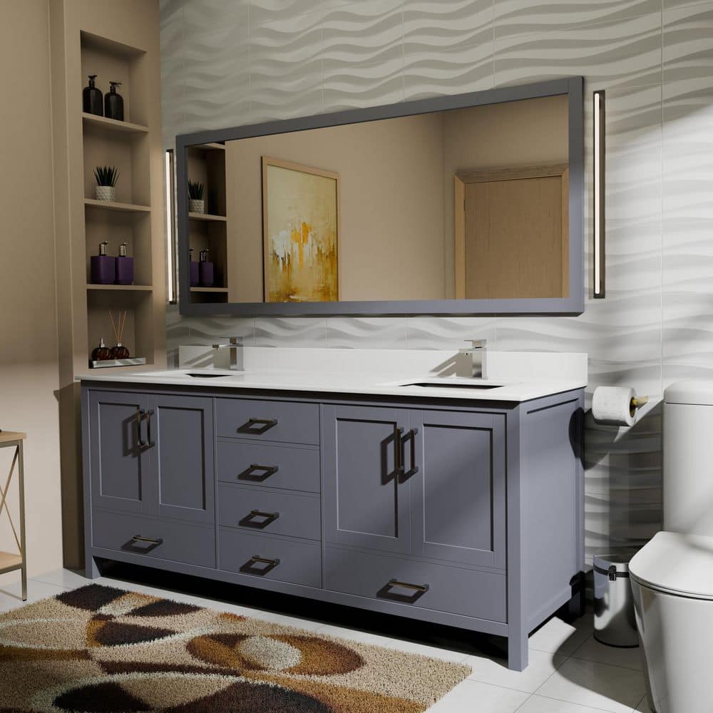 Jacques 72 in. W x 22 in. D Dark Grey Bath Vanity, Cultured Marble Top, and Faucet Set price history on PriceWatchPro