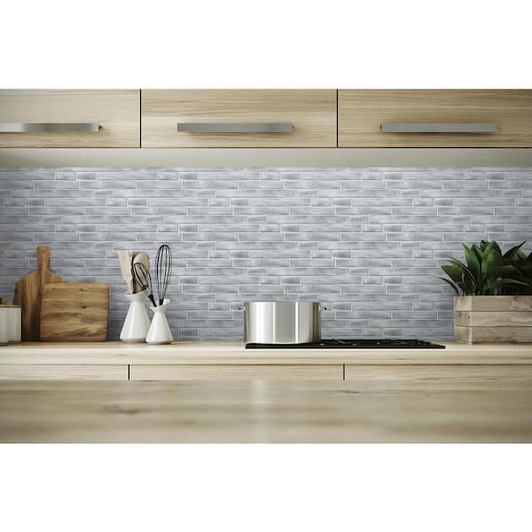 Brushed Metal Tile Silver Vinyl Peelable Roll (Covers 30.75 sq. ft.)