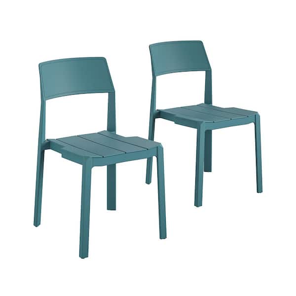 Novogratz Chandler Stacking Indoor/Outdoor Dining Chairs, Turquoise (2-Pack)