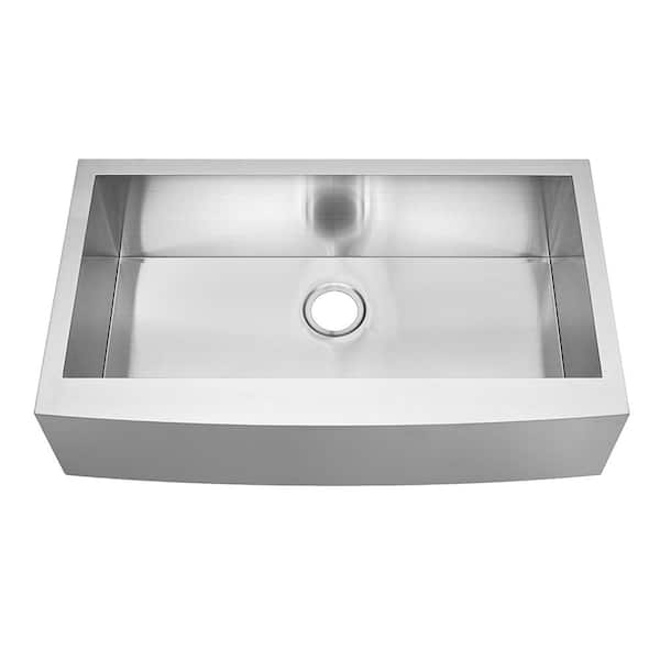 Mediterraneo Oslo Collection 36 in. Undermount Single Bowl 18-Gauge Stainless Steel Farmhouse Apron-Front Kitchen Sink