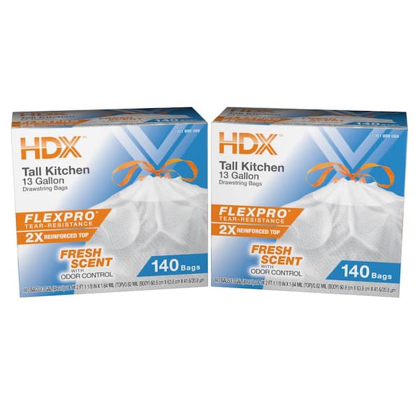 HDX FlexPro 13 Gal. Reinforced Top Fresh Scent Kitchen Trash Bag (280-Count)