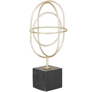 6 in. x 13 in. Gold Marble Loop Geometric Sculpture with Marble Base