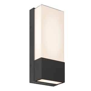 Dixon Black Modern 3 CCT Integrated LED Outdoor Hardwired Garage and Porch Light Lantern Sconce
