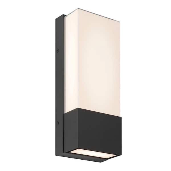 Dixon Black Modern 3 CCT Integrated LED Outdoor Hardwired Garage and Porch-Light Lantern Sconce