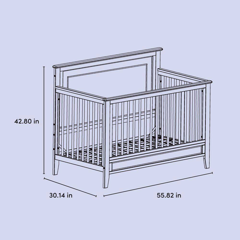 White 5-in-1 Convertible Crib with Mattress Protector
