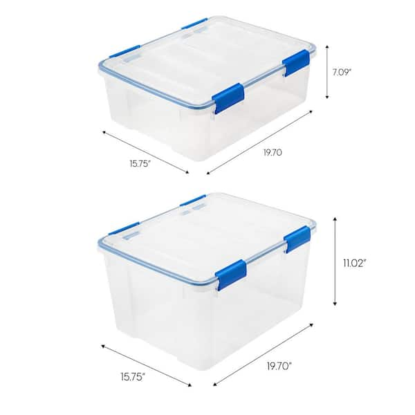 Superio Storage Container 44 qt Clear with Blue Handles