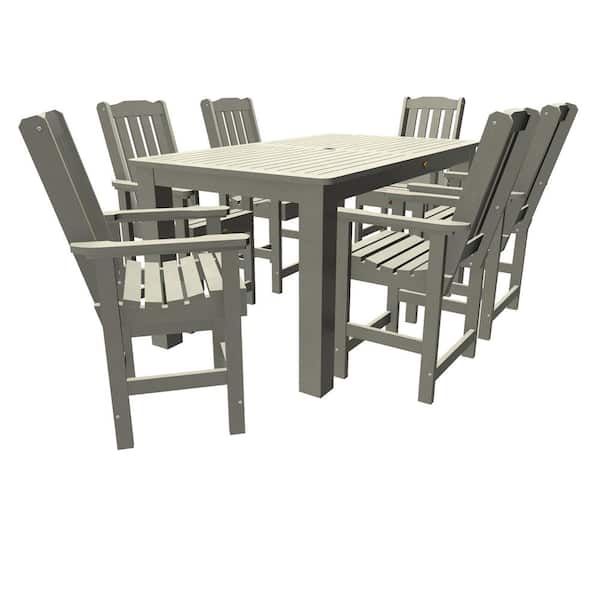 Highwood Springville Harbor Gray 7-Piece Plastic Outdoor Counter Height Dining Set in Harbor Gray (Set of 6)