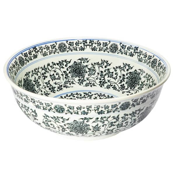 Eden Bath Ming Dynasty Decorative Multi-Color Porcelain Round Vessel Sink