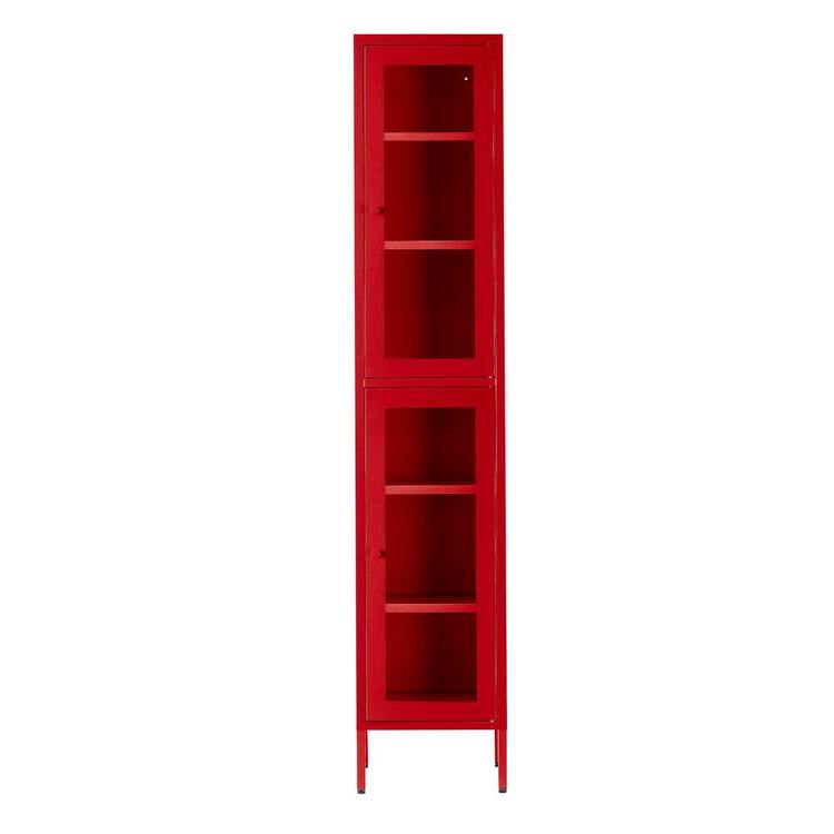 Glamour Home Avish Red 71"in. " Office Storage Cabinet with 4 Shelves