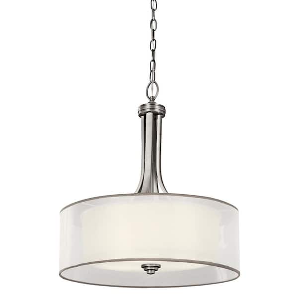 Kichler Silver Coral 4-Light Classic Pewter Transitional Etched Glass Drum Medium Hanging Single